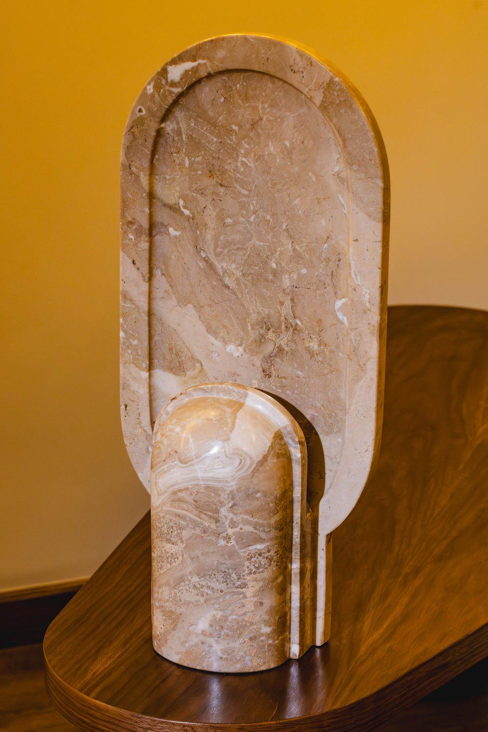 03-real | AKHET Table Lamp — the Breccia Daino arch in daylight