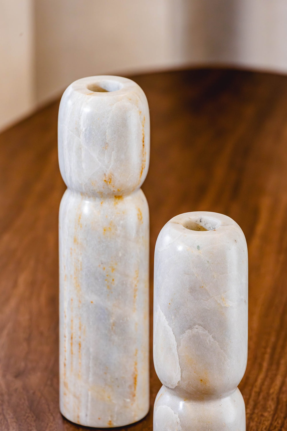 03-real | FLAMME Candle Holders — the pair on a walnut table