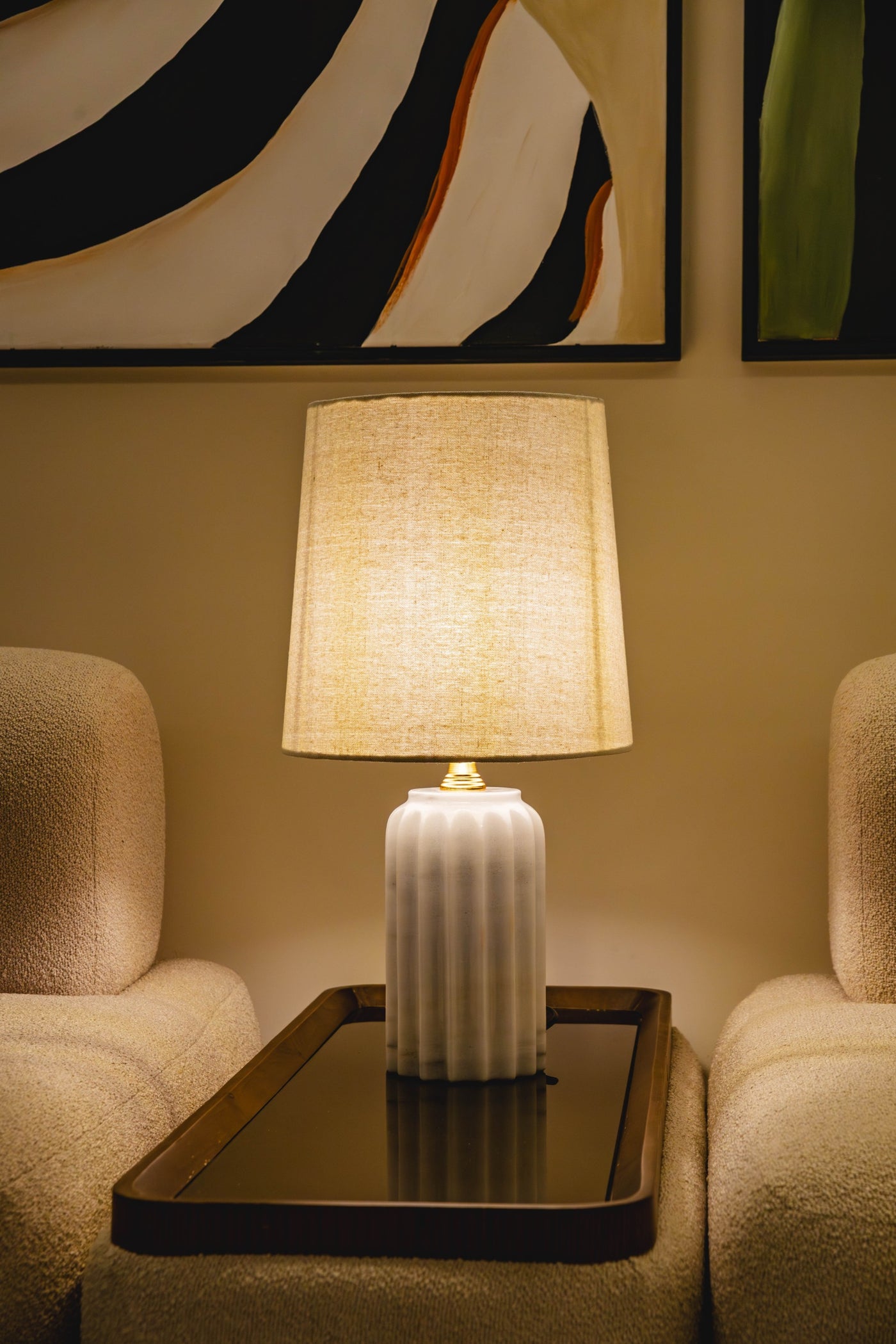 ORA Table Lamp in Turkish Carrara white marble, view 2