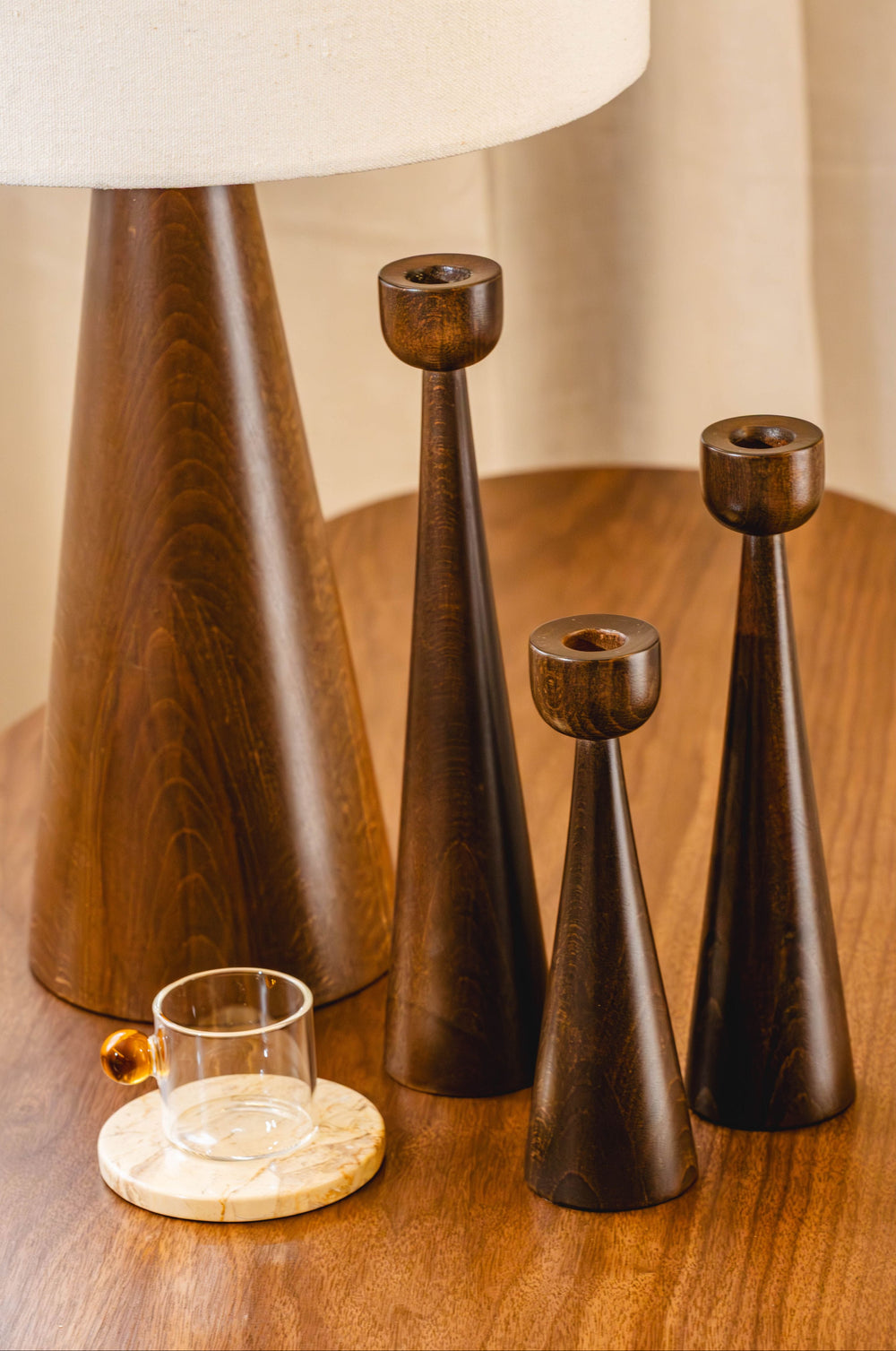 SOLNE Candle Holders in Romanian beech, view 3