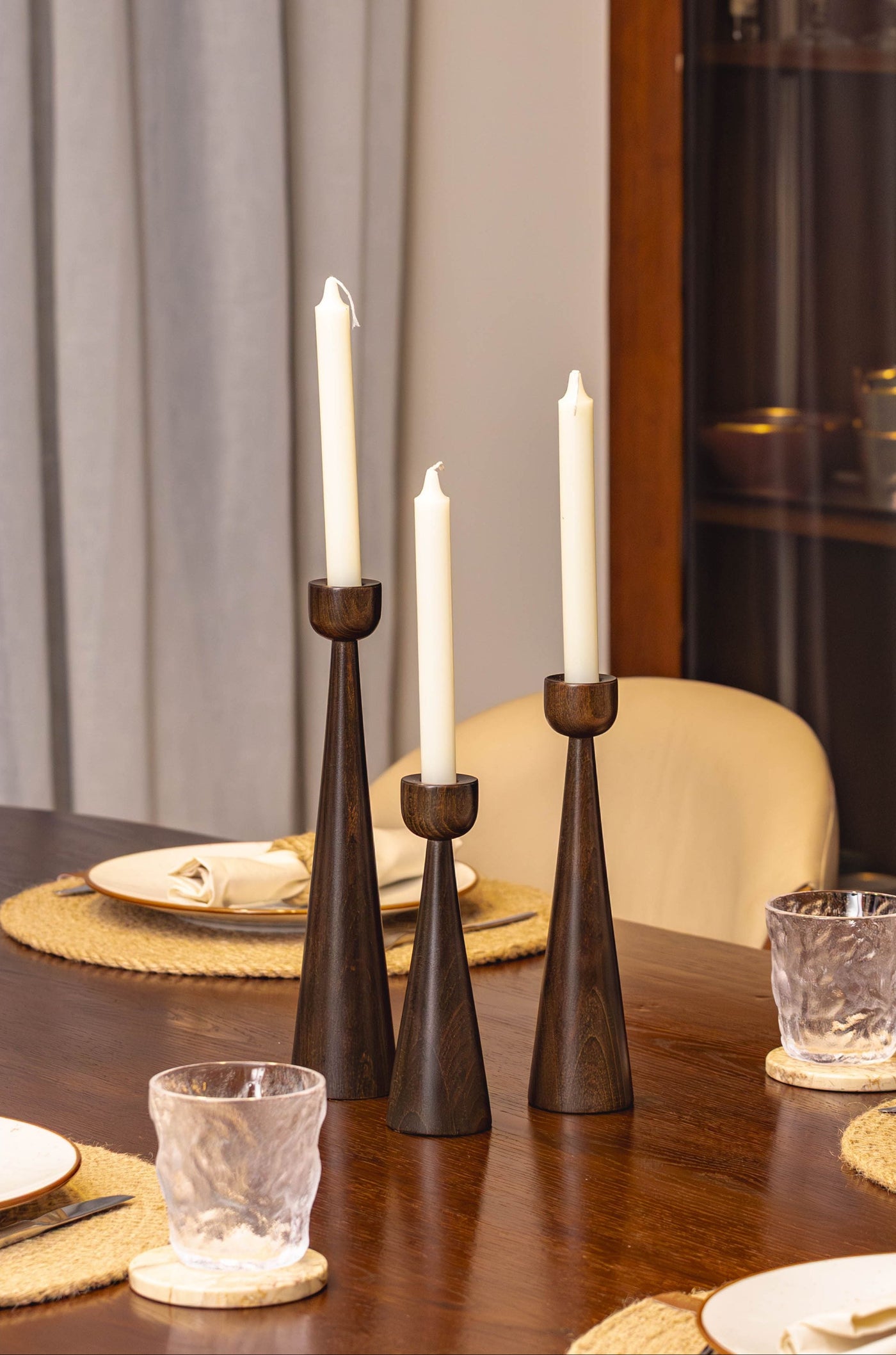SOLNE Candle Holders in Romanian beech, view 2