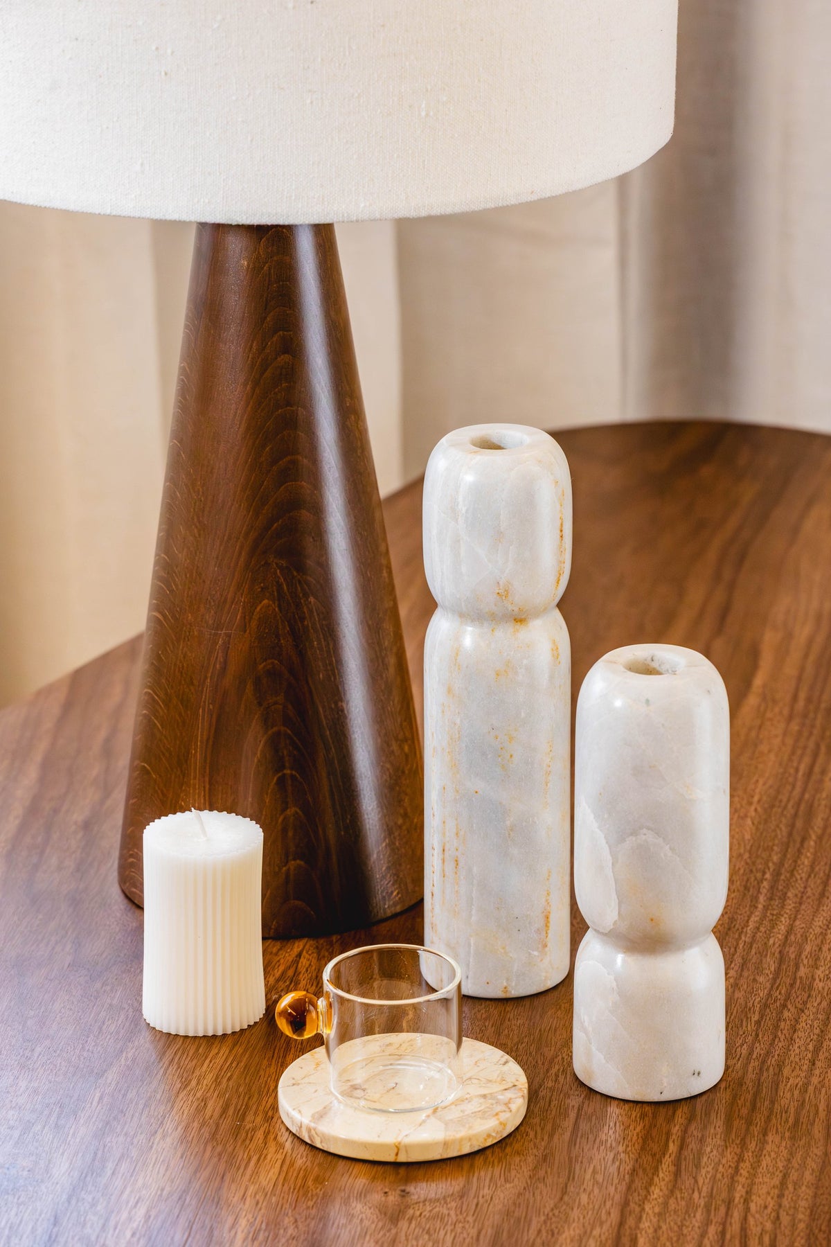 04-room | FLAMME Candle Holders — beside the SOLNE Table Lamp