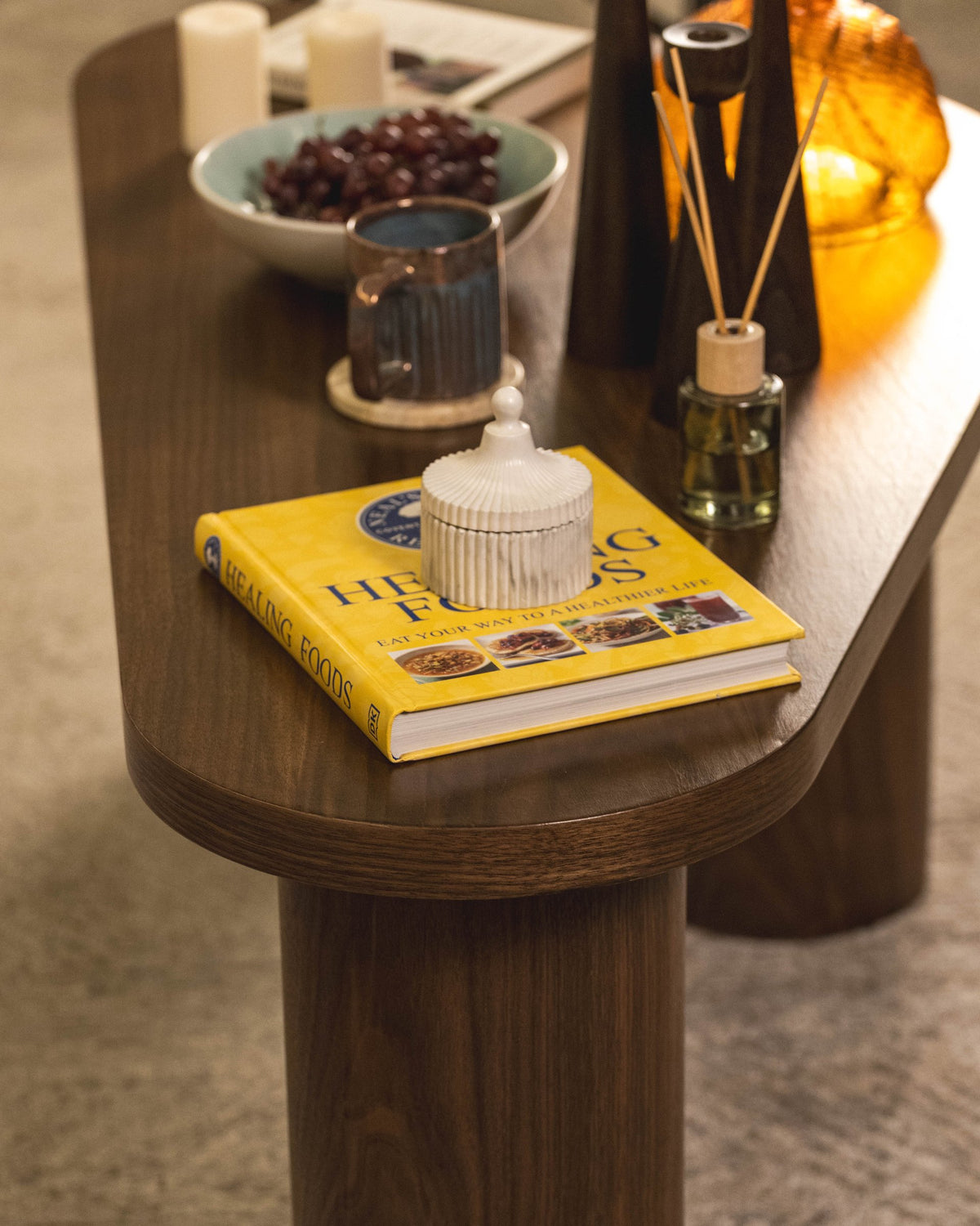 04-room | ORGANIC Coffee Table — styled with books and candles