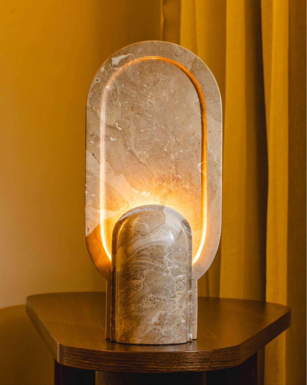 AKHET Table Lamp in Breccia Daino marble, view 2