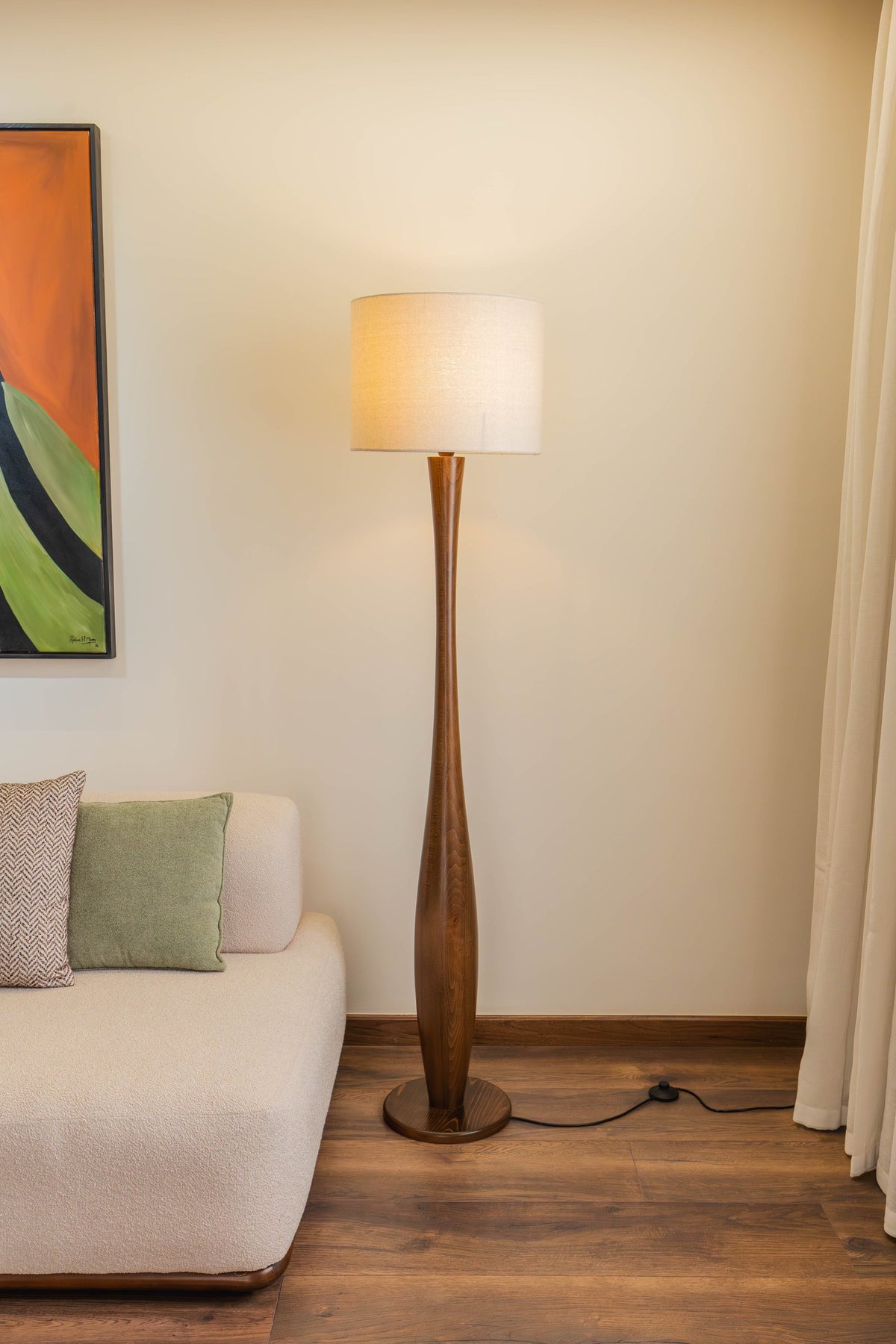 03-real | SOLNE Floor Lamp — full height beside a sofa