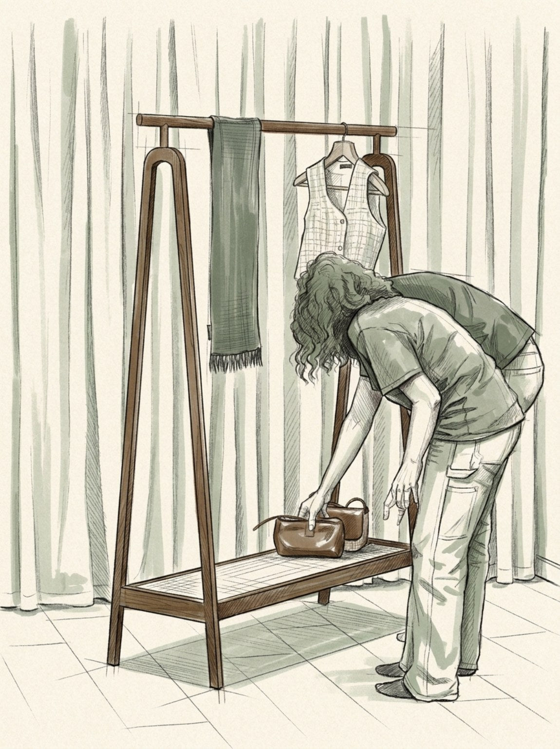 Studio drawing of the SOLNE Hanger in use
